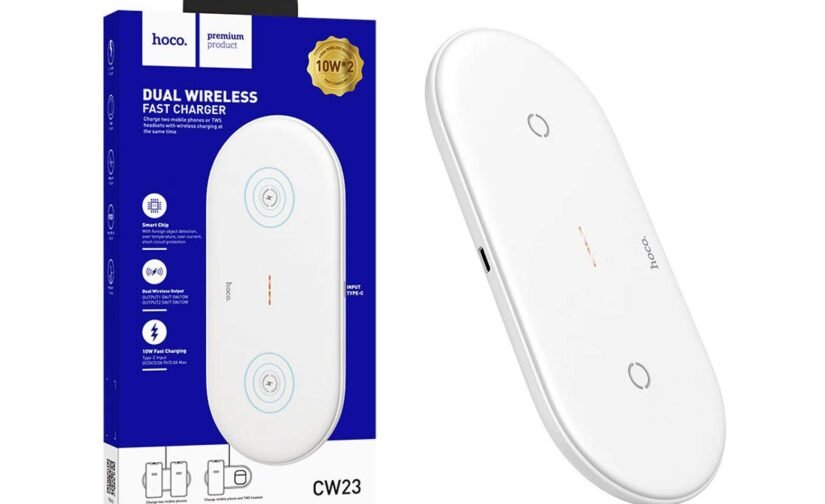 Безпровідний зарядний пристрій 2 в 1 HOCO CW23 (білий)