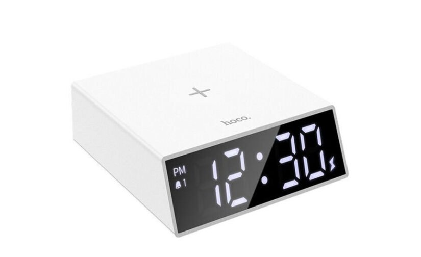 Настільний годинник з безпровідною зарядкою HOCO DCK1 (білий)