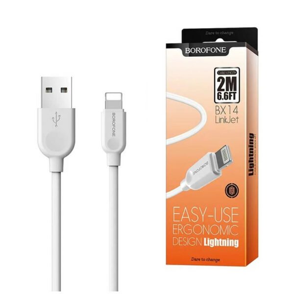 USB кабель BOROFONE BX14 Lightning 2.4A 2М (білий)