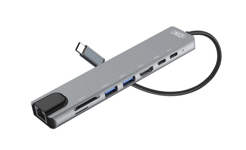 USB HUB XO - HUB003 4K (сірий)