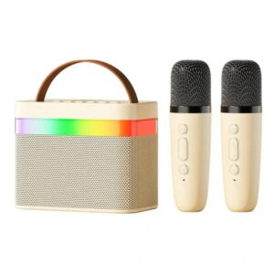 Портативна колонка K18 з двома мікрофонами (бежева)