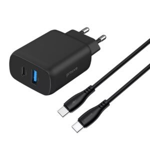 Мережевий зарядний пристрій PROOVE SILICONE POWER 2 30W + кабель Type-C to Type-C (чорний)